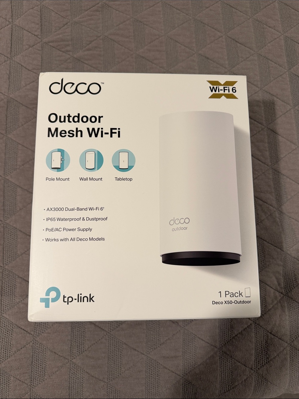 TP-Link Deco X50 Outdoor Mesh Wi‑Fi 6 Router - White with Black Base